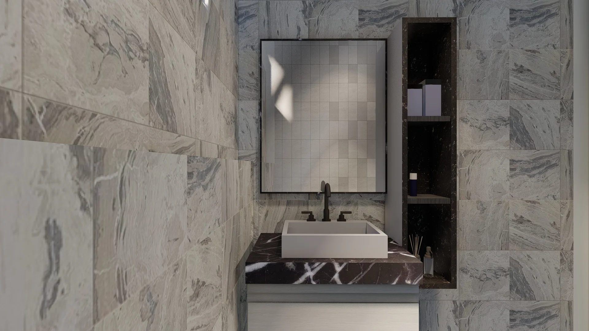 Home Interior Design, Modern Black & White Themed House, bathroom