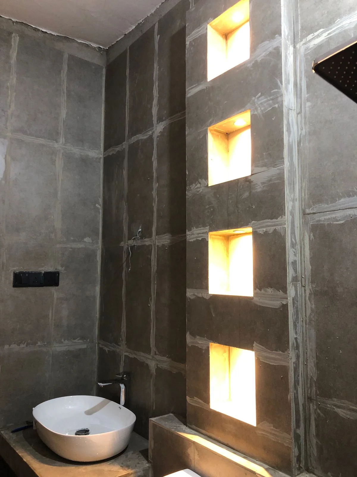 Home Interior Design,Rustic modern,affordable furniture,Brick & Ivory Residence, Biyagama, bathroom angle 1, work in Progress 
