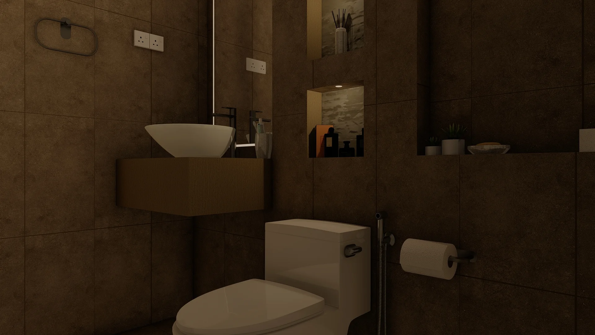Home Interior Design,Rustic modern,affordable furniture,Brick & Ivory Residence, Biyagama, bathroom angle 2